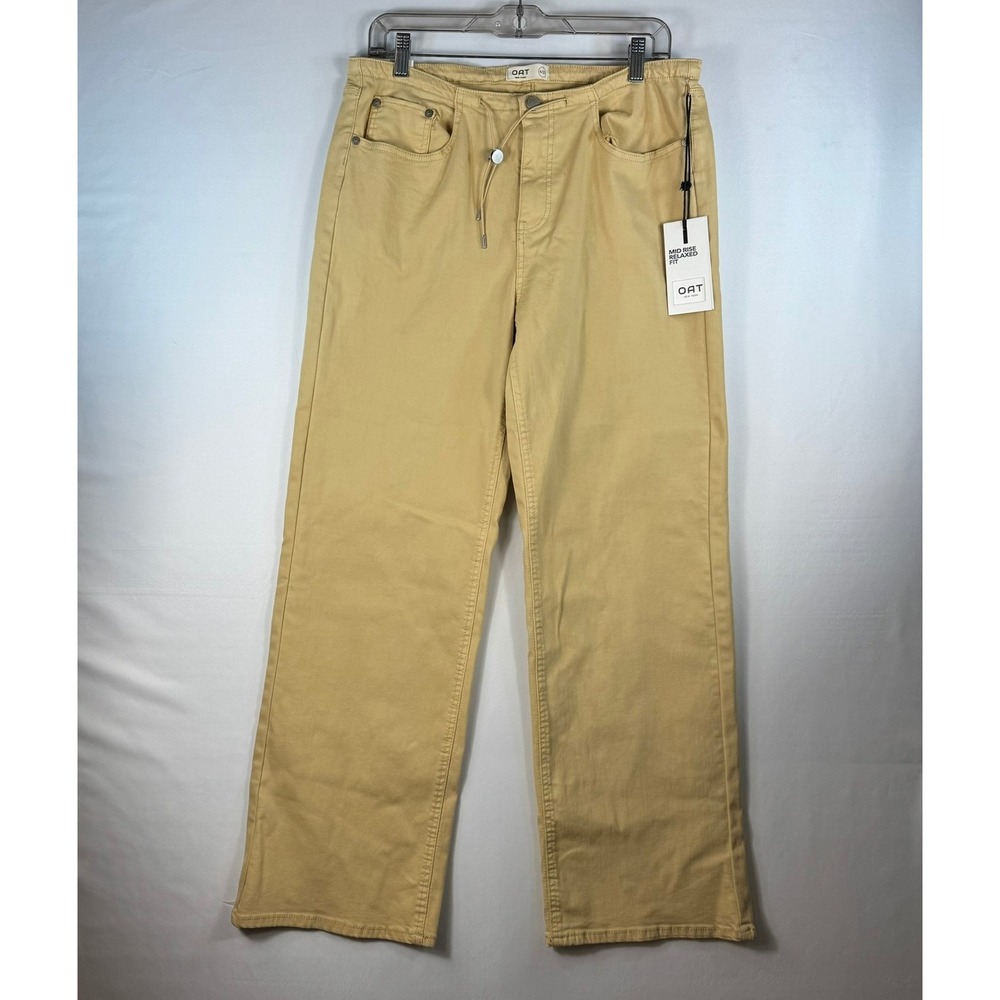 OAT New York Womens Mid Rise Relaxed Fit Pants Tan Khaki Size 4/27 NWT